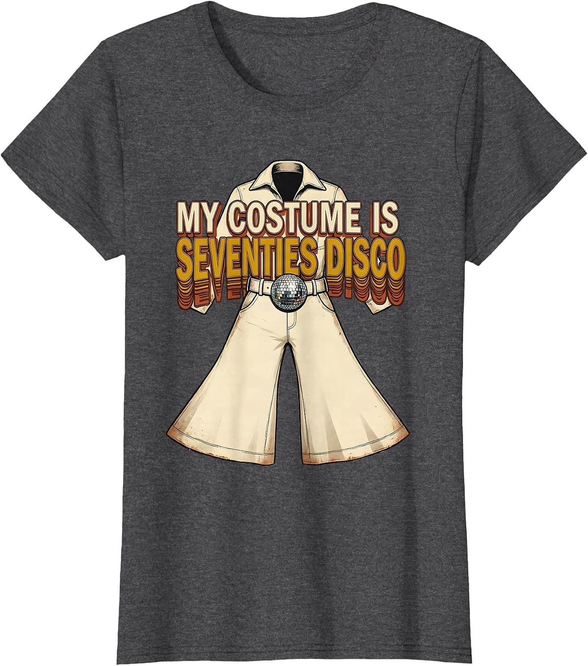 Women's My Costume Is Seventies Disco Vintage Retro Disco Daddy T-Shirt - Dark Heather Grey