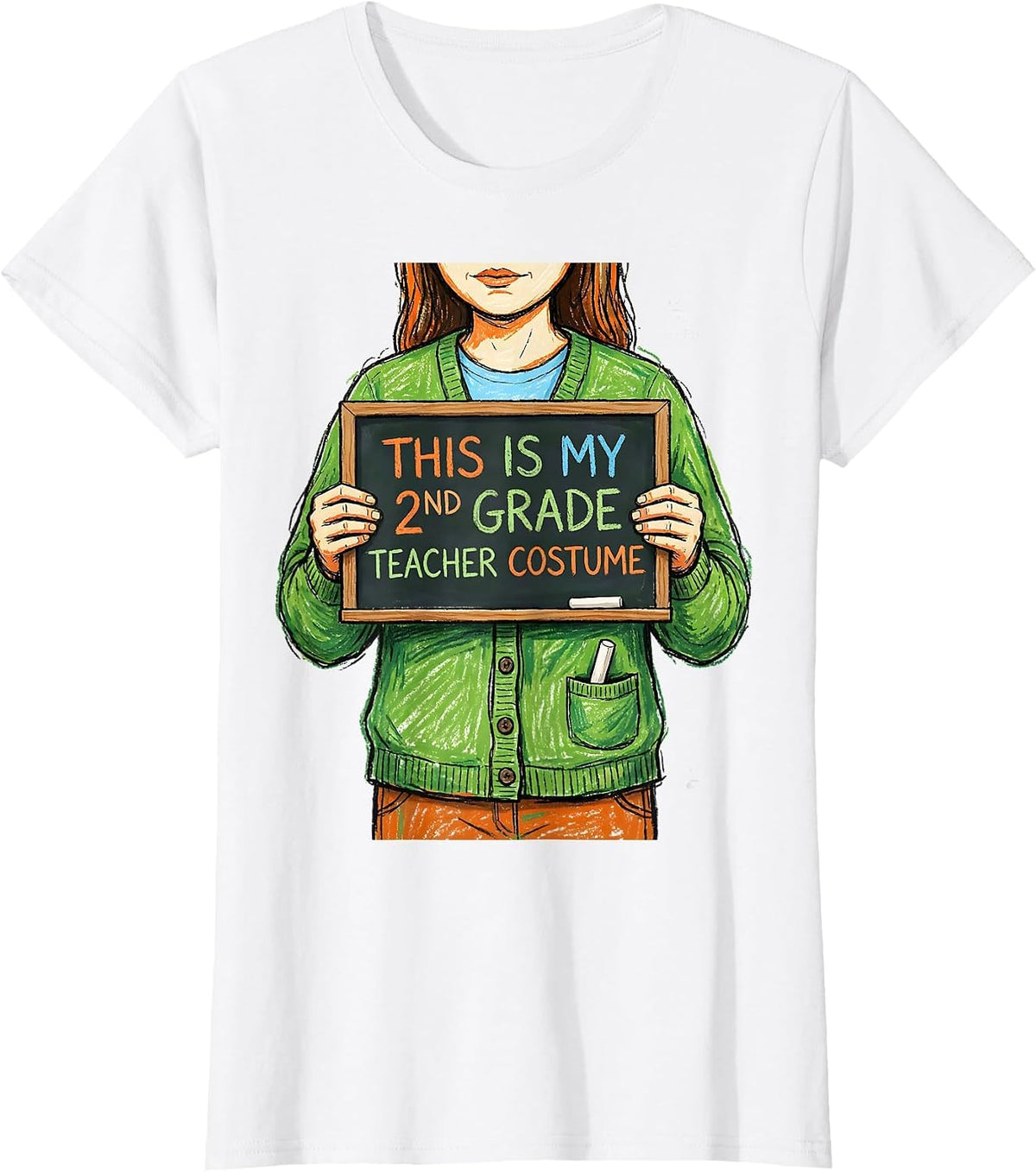 Women's This Is My 2nd Grade Teacher Costume Funny Halloween T-Shirt - White