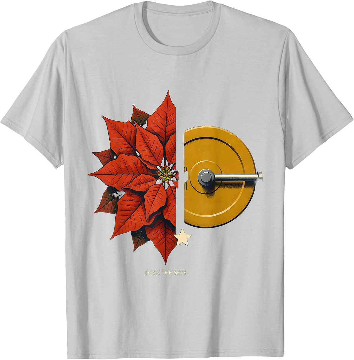 Men's Deck The Sets Midcentury Modern Funny Christmas Gym Workout T-Shirt - Silver Grey