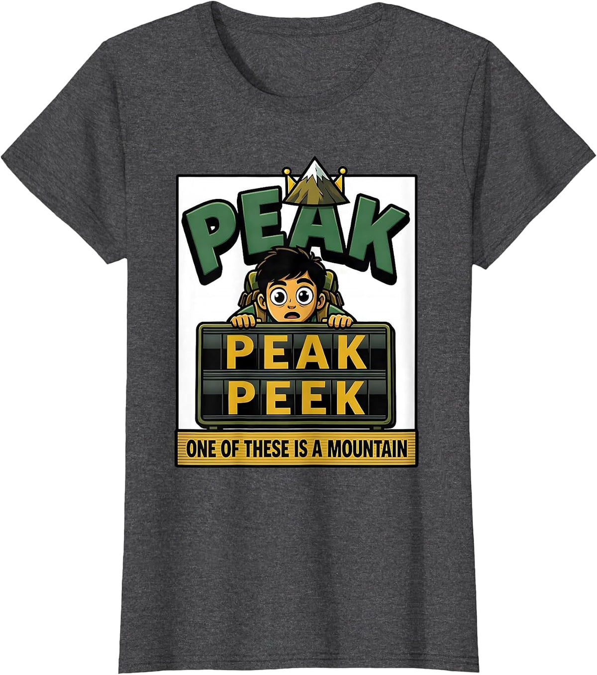 Women's Peak Peek One Of These Is A Mountain Funny Grammar Teacher T-Shirt - Dark Heather Grey