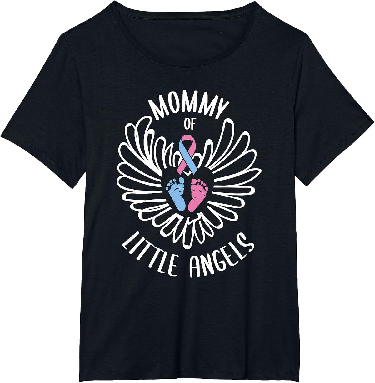 Mommy of Angels Miscarriage Awareness Infant Loss T-Shirt - Black