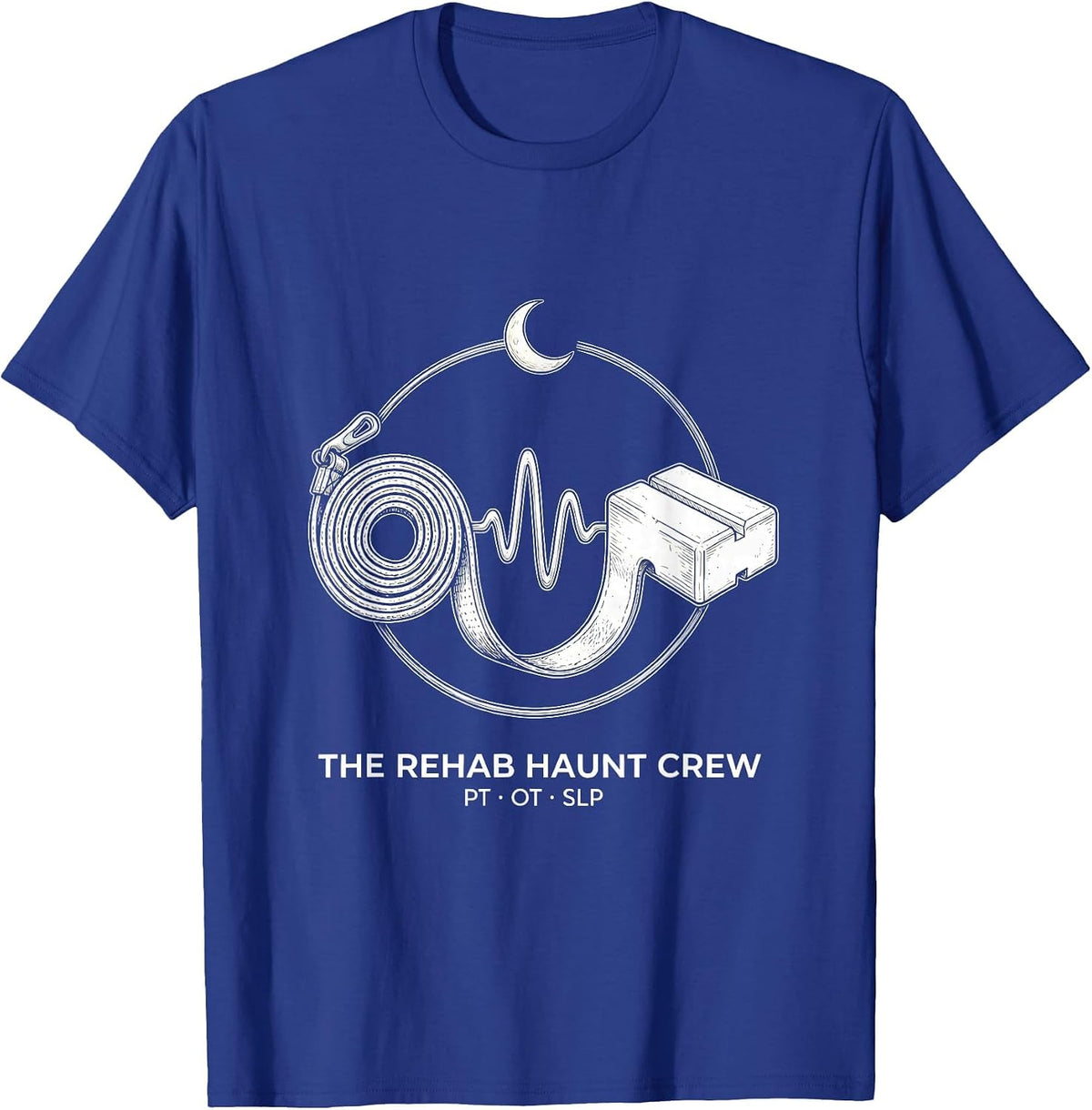 The Rehab Haunt Crew PT OT SLP Funny Physical Therapy T-Shirt - Royal Blue