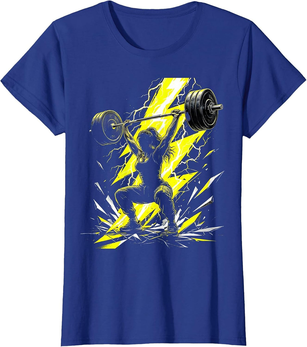 Women's Dumbbell Lightning Bolt Strength Illustration T-Shirt - Royal Blue