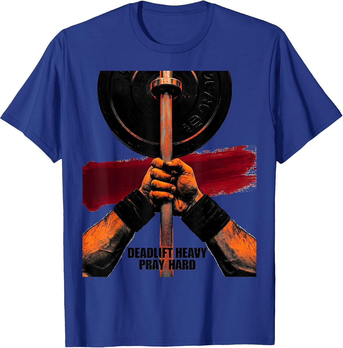 Deadlift Heavy Pray Hard Christian Gym Faith Motivation T-Shirt - Royal Blue
