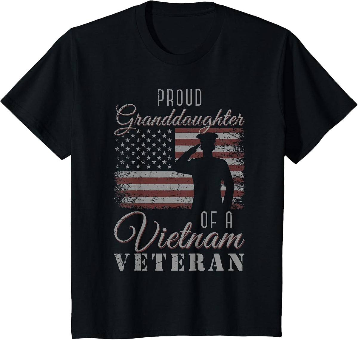 Proud Granddaughter US Flag 4th of July Vietnam Veteran T-Shirt - Black