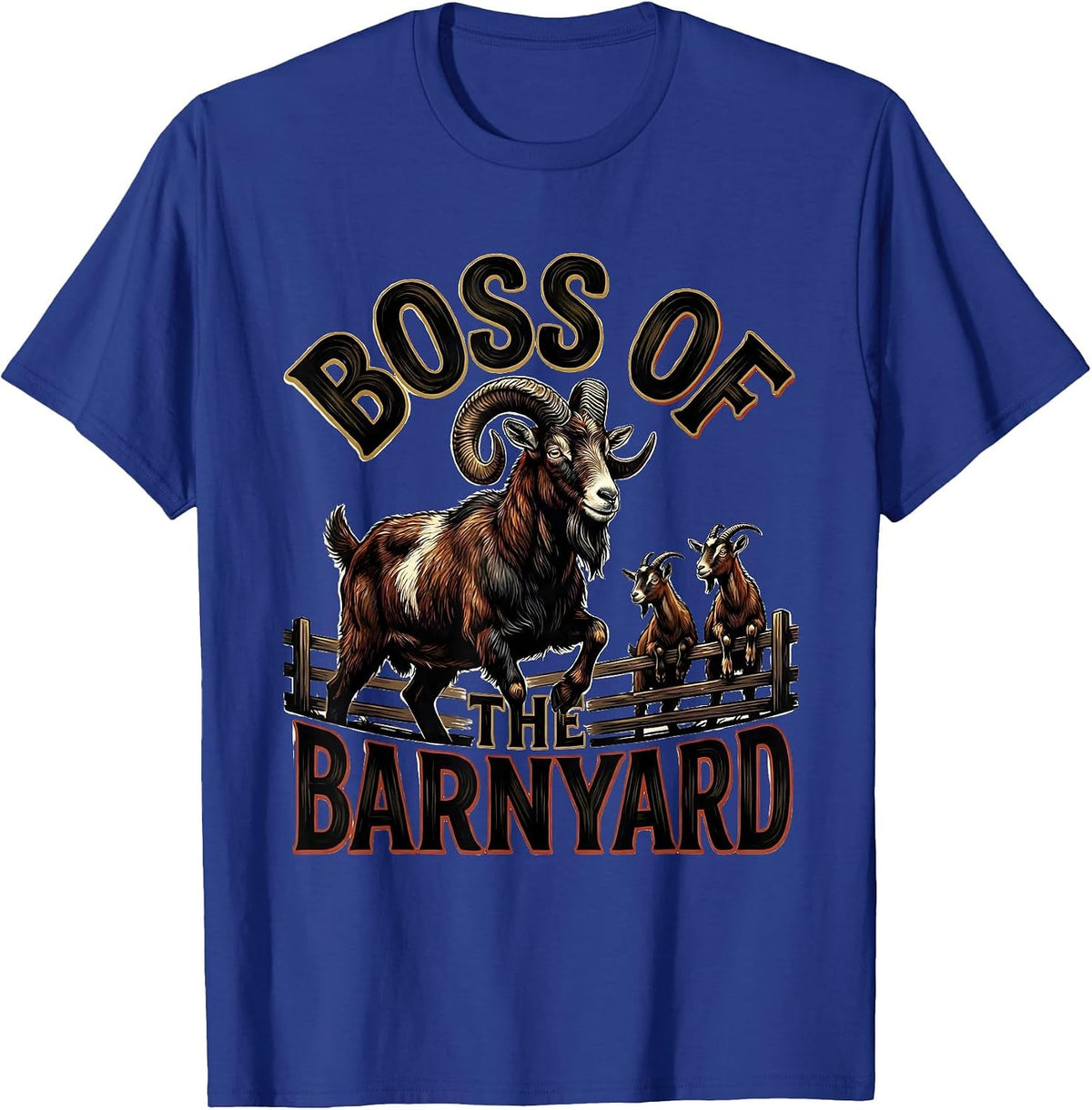 Men's Boss Of The Barnyard Funny Goat Lover Farmer Gift T-Shirt - Royal Blue