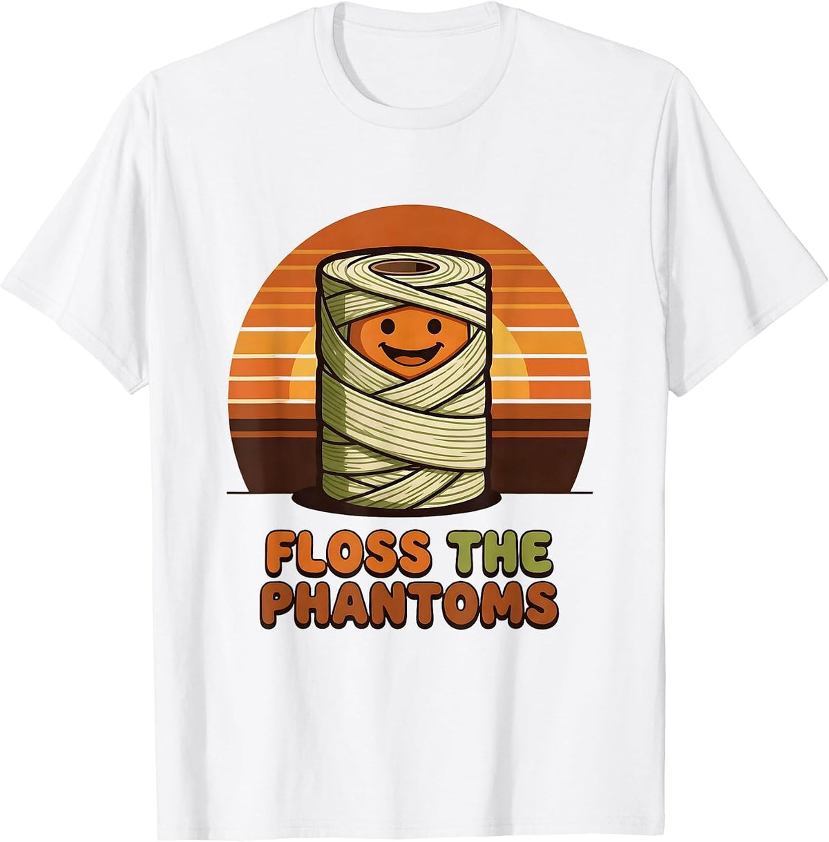 Men's Floss the Phantoms Retro 70s Halloween Dentist Dental Pun T-Shirt - White