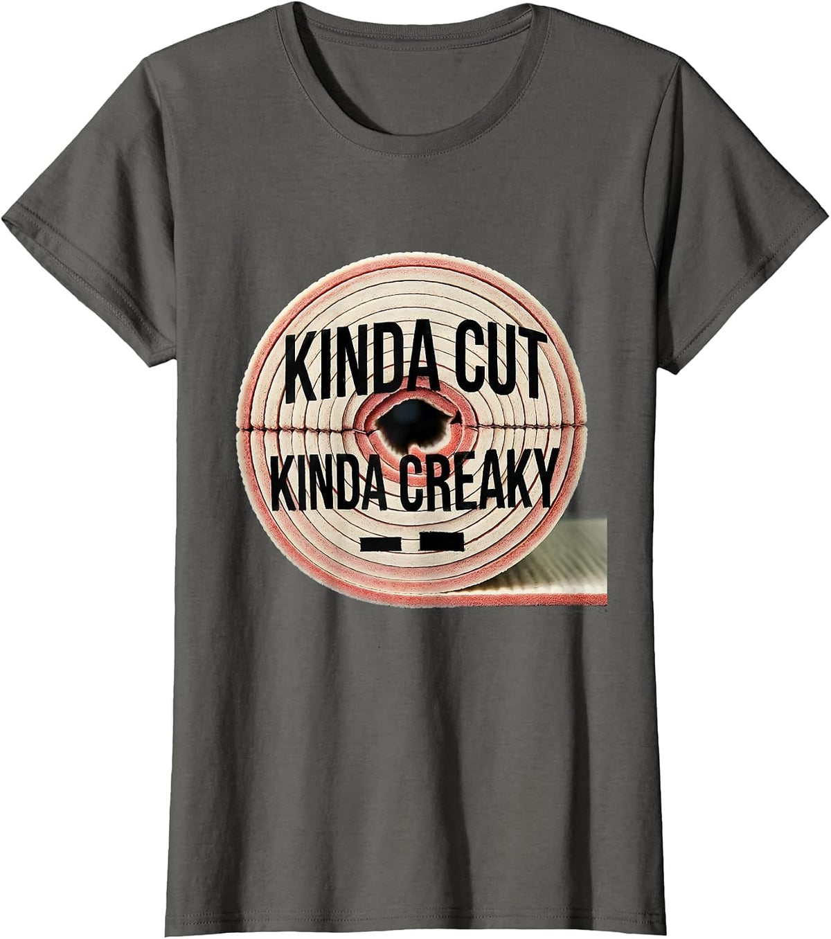 Women's Kinda Cut Kinda Creaky Funny Gym Workout Weightlifting Humor T-Shirt - Asphalt Grey