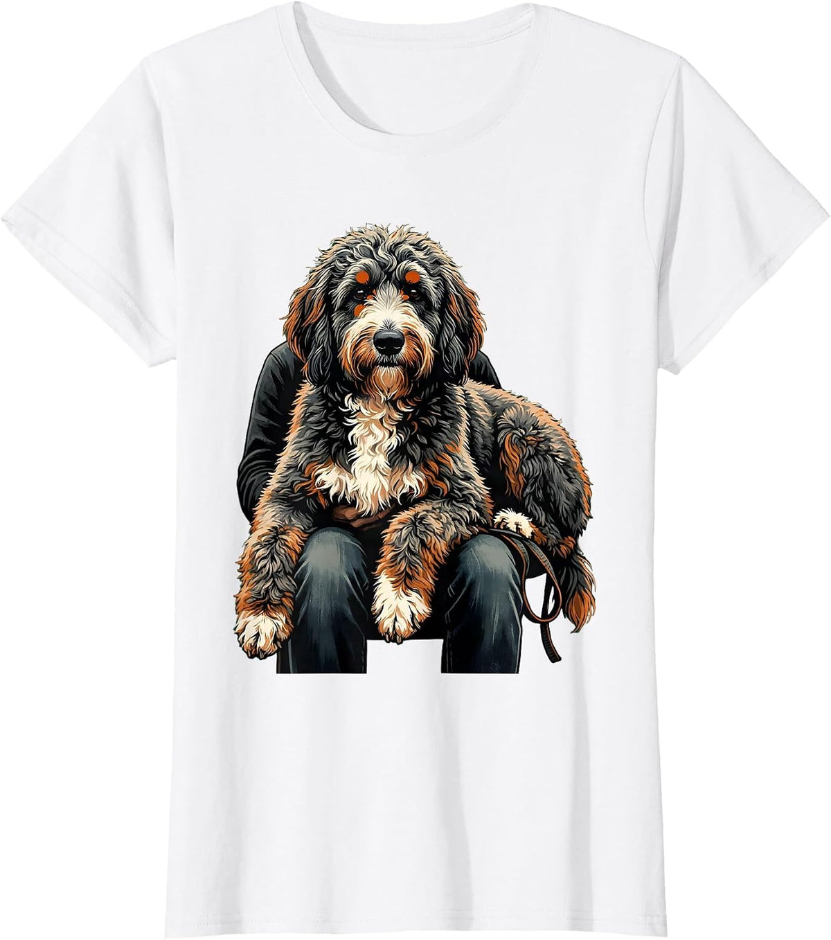 Bernedoodle Shaggy Dog Lover Funny Screenprint Poster T-Shirt - White