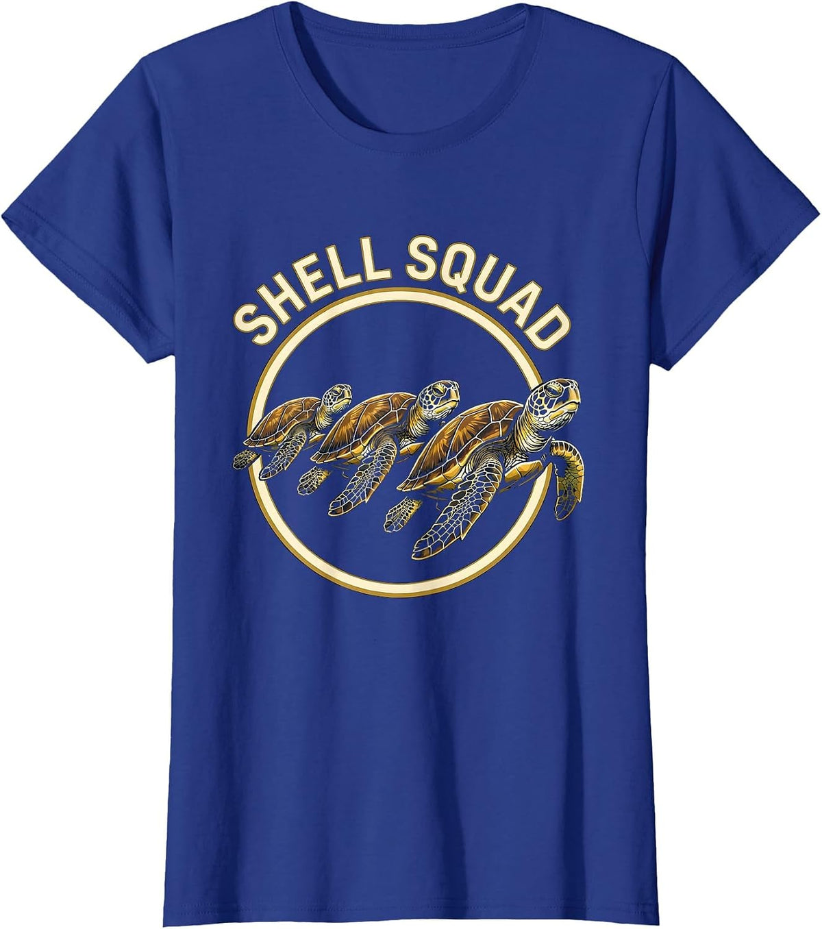 Women's Shell Squad Cute Sea Turtle Kids Animal Lover Novelty T-Shirt - Royal Blue