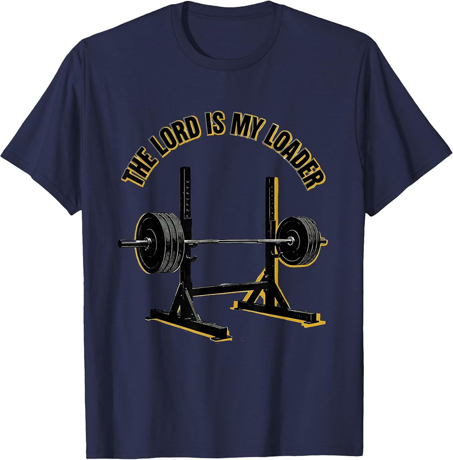 The Lord Is My Loader Funny Christian Gym Lifting Humor T-Shirt - Navy Blue