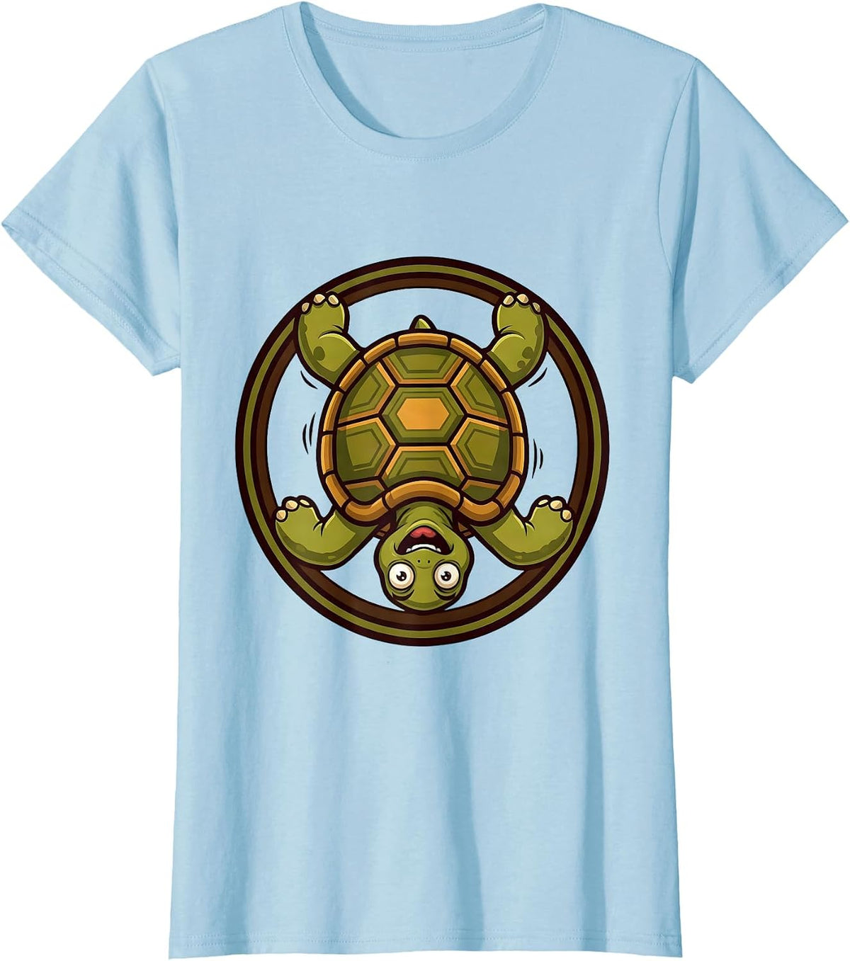 Women's Funny Turtle Flipped Upside Down Graphic T-Shirt - Baby Blue