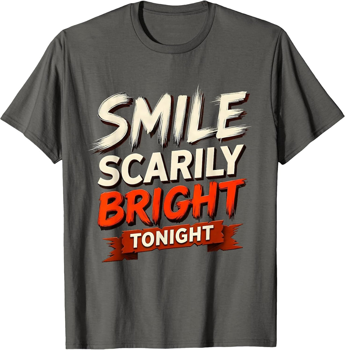 Men's Smile Scarily Bright Dental Halloween Design T-Shirt - Asphalt Grey