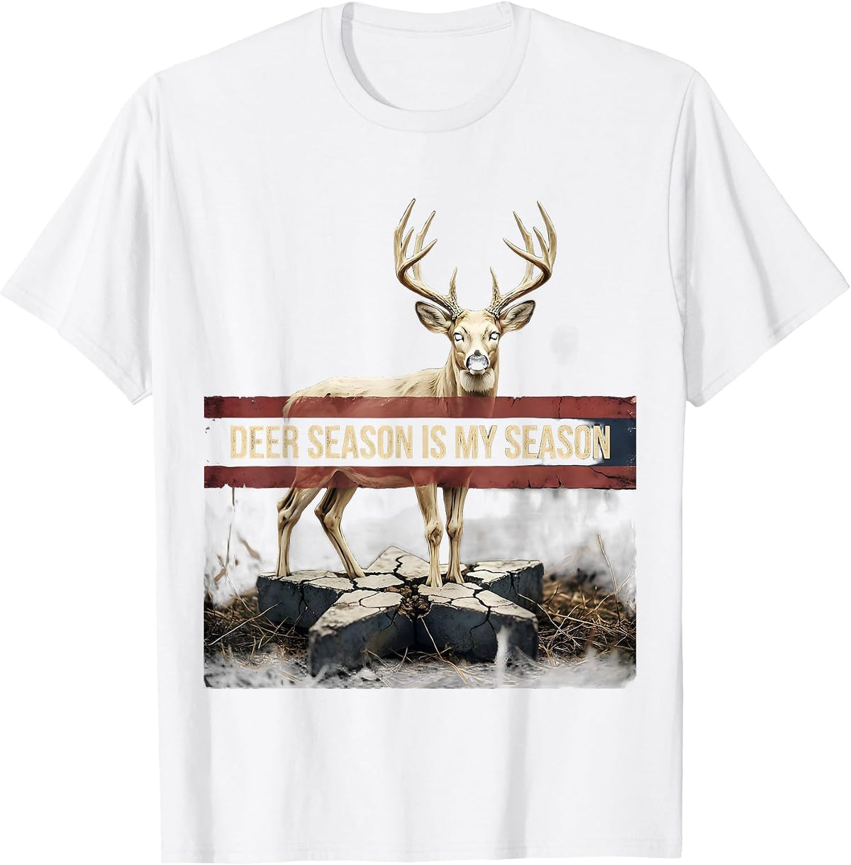 Men's Deer Season Is My Season Camo Dad Deer Hunting Humor T-Shirt - White