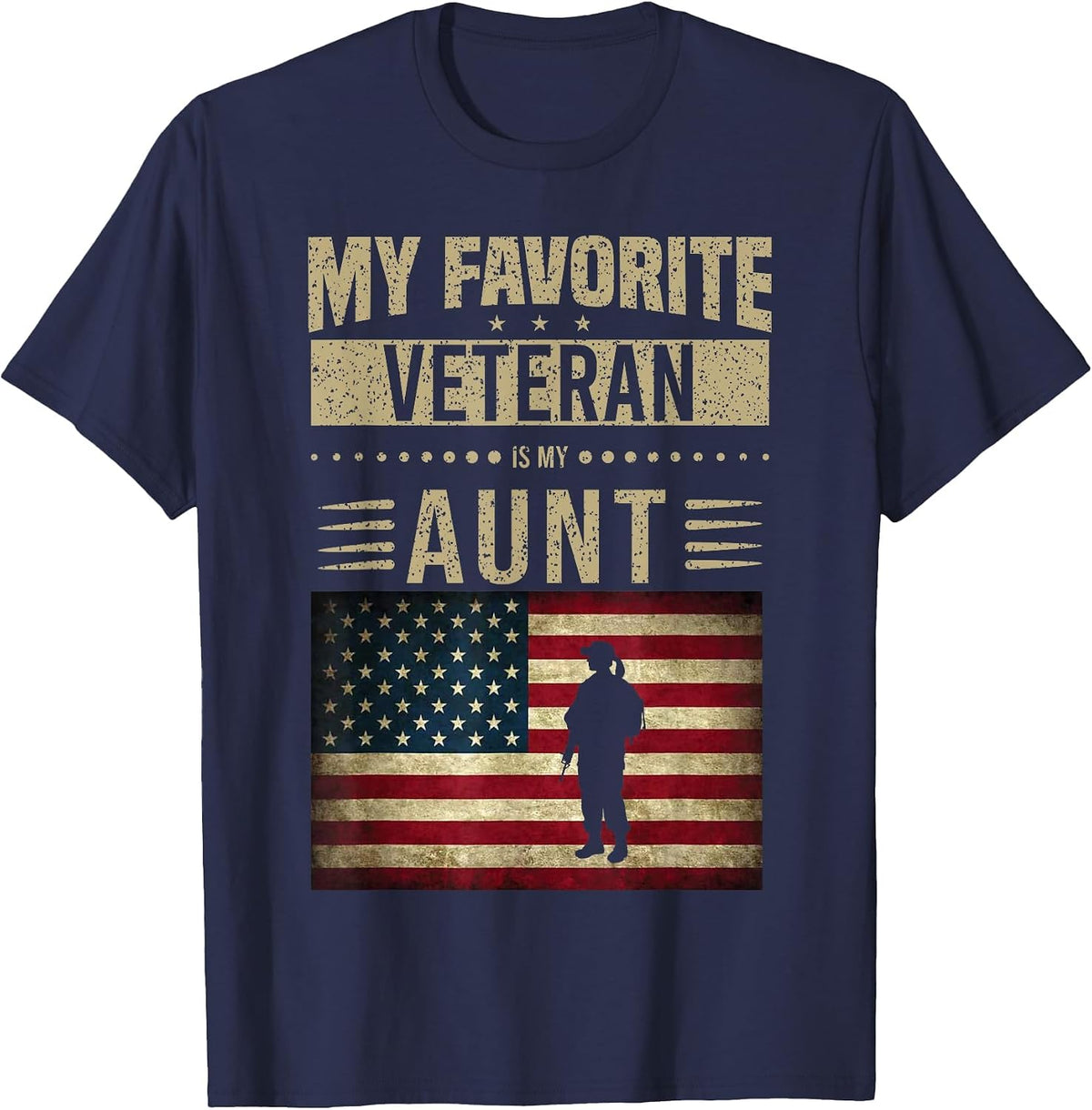 My Favorite Veteran is My Aunt American Flag Veterans Day T-Shirt - Navy Blue