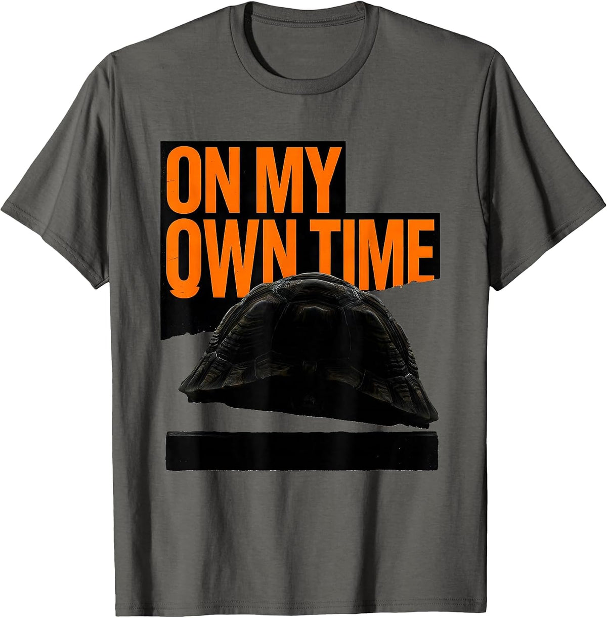 On My Own Time Brutalist Turtle Lover Gift Tortoise Humor T-Shirt - Asphalt Grey