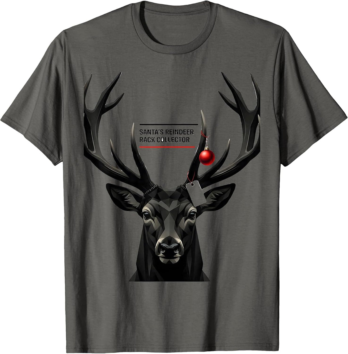Men's Santa's Reindeer Rack Collector Funny Christmas Deer Hunter T-Shirt - Asphalt Grey