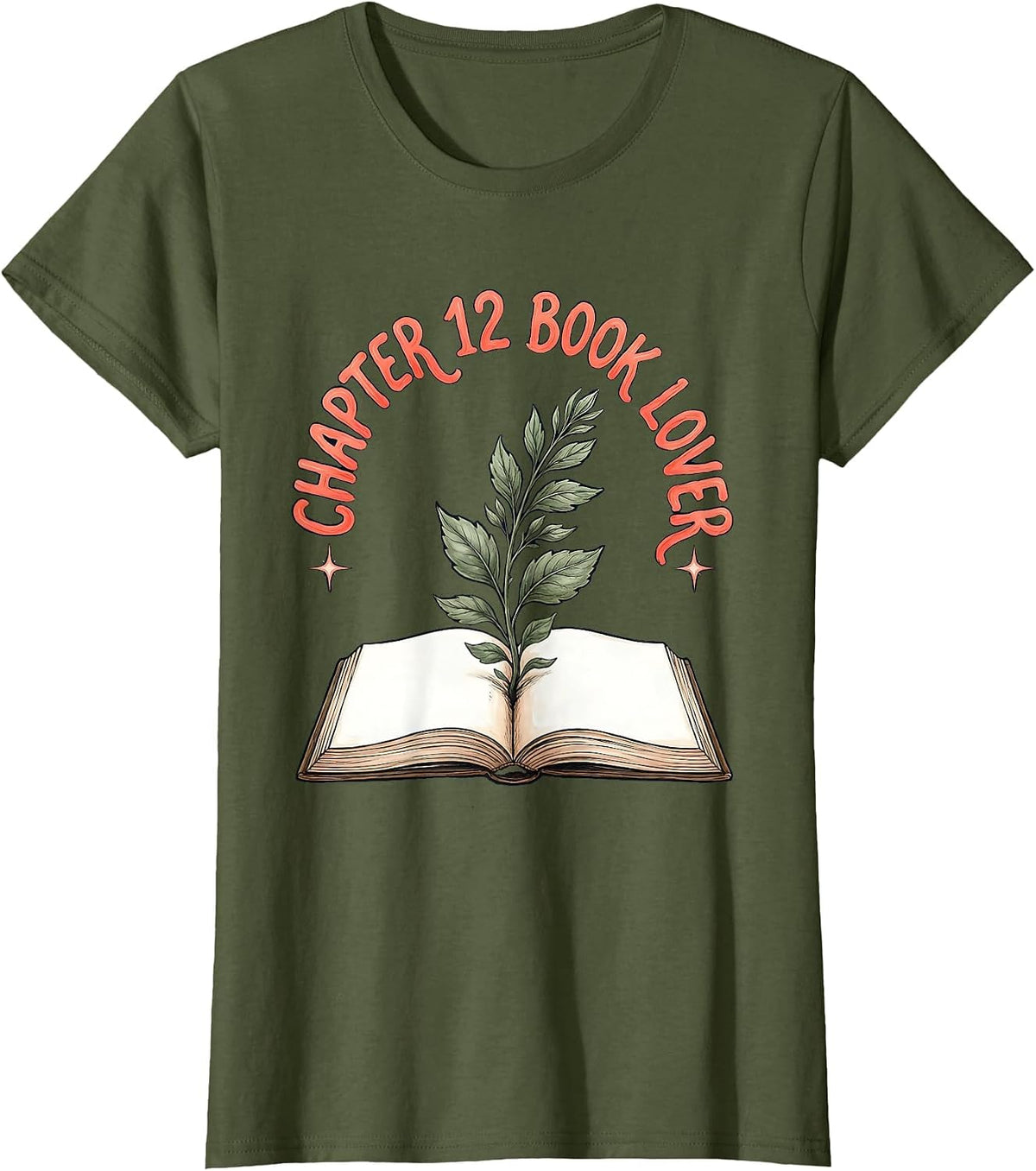 Women's Chapter 12 Book Lover Birthday Bookworm 12 Years Old T-Shirt - Olive Green