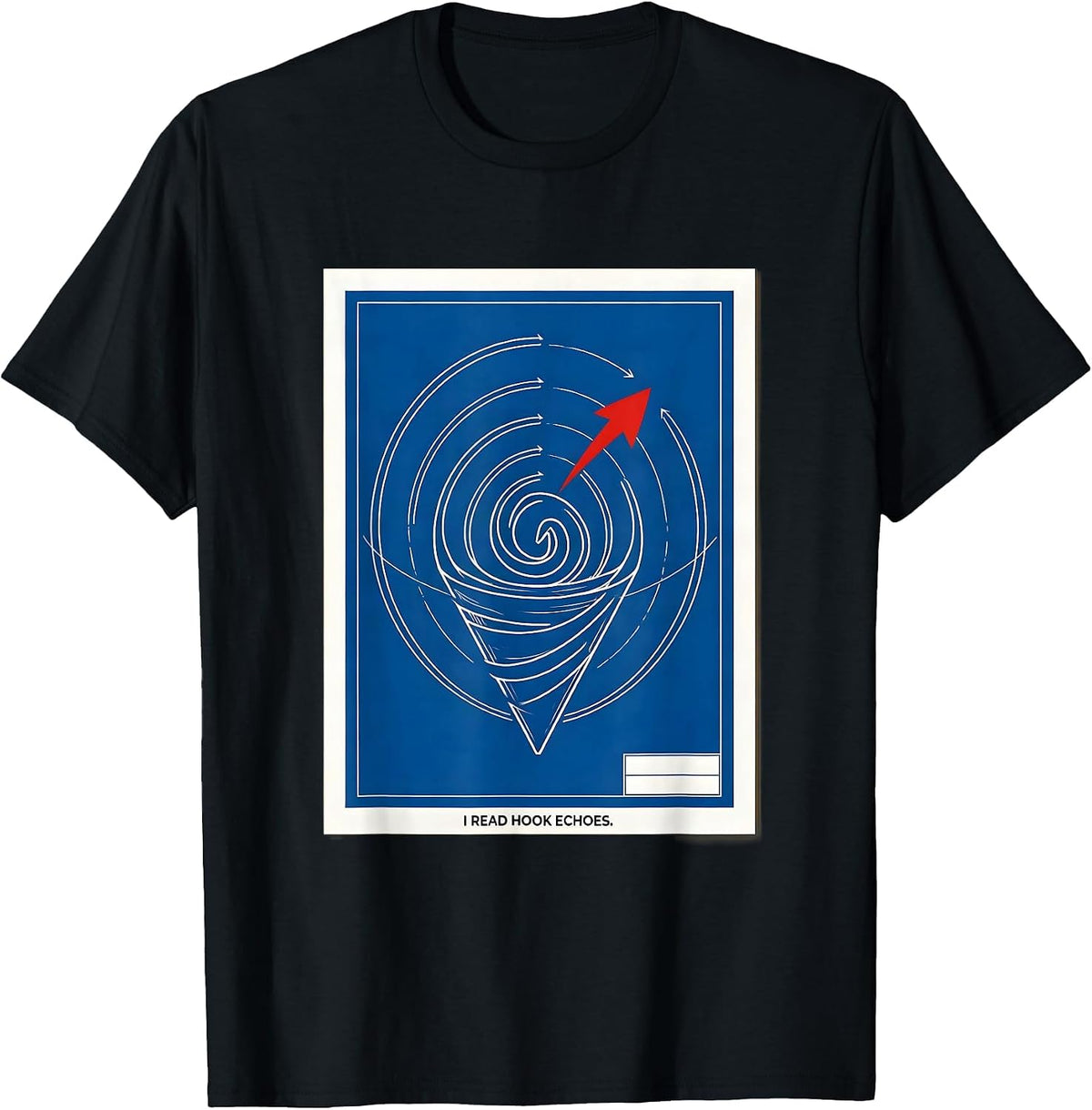 Men's I Read Hook Echoes Technical Blueprint Meteorology Storm T-Shirt - Black