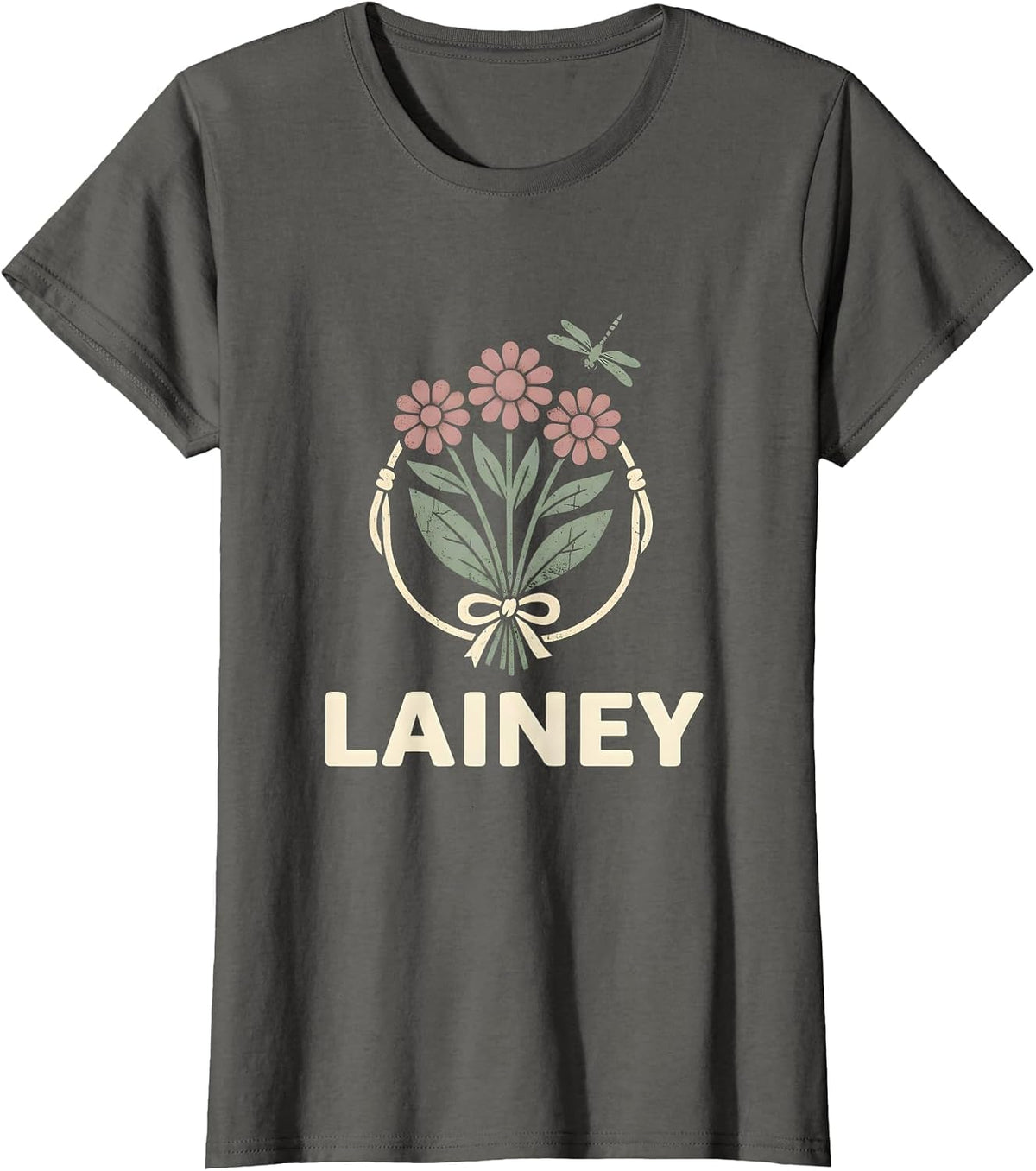 Women's Lainey Floral Boho Western Cowgirl Name Gift for Girls T-Shirt - Asphalt Grey