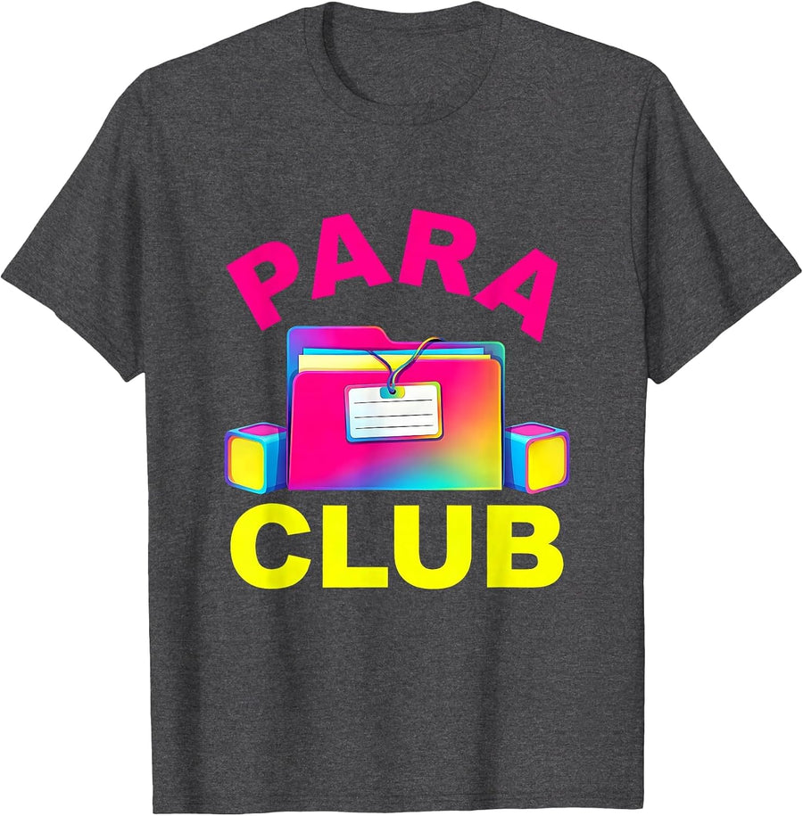 Men's Para Club Colorful Paraprofessional Paraeducator School Aide T-Shirt - Dark Heather Grey