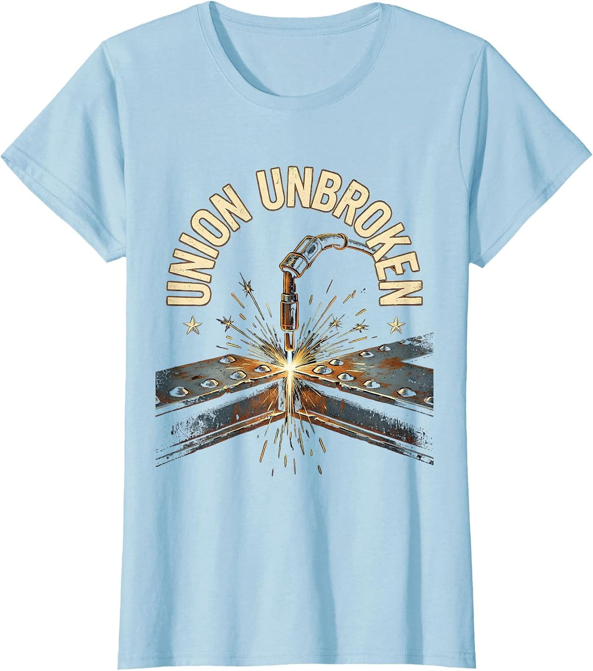 Union Unbroken Vintage Union Worker Skilled Trades T-Shirt - Baby Blue