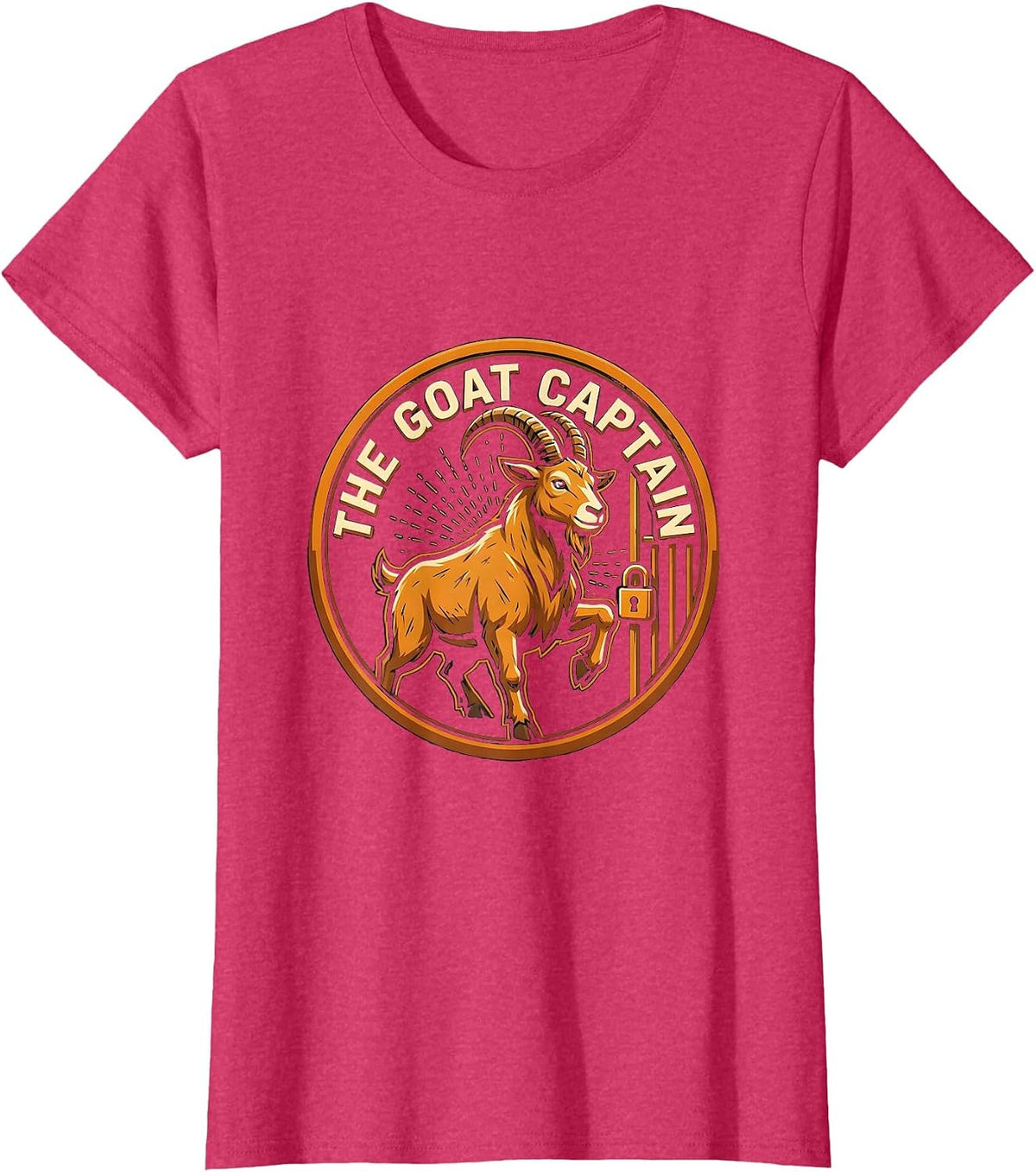 Women's The Goat Captain Funny Goat Owner Farmer Rancher Humor T-Shirt - Red Heather