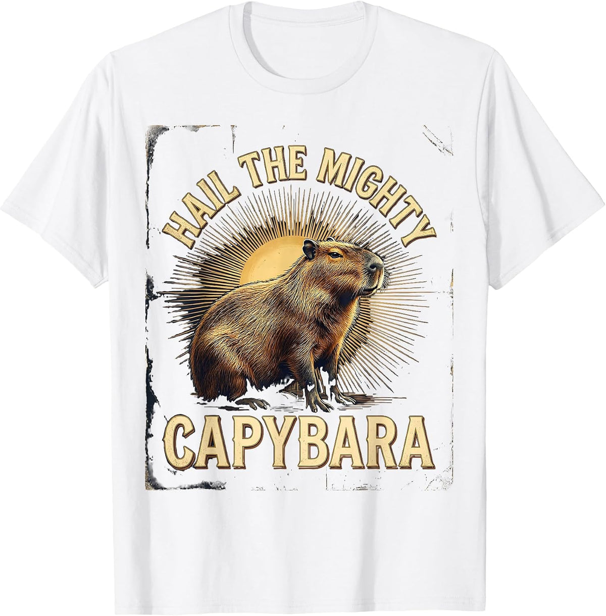 Men's Hail The Mighty Capybara Vintage Kawaii Exotic Animal Lover T-Shirt - White