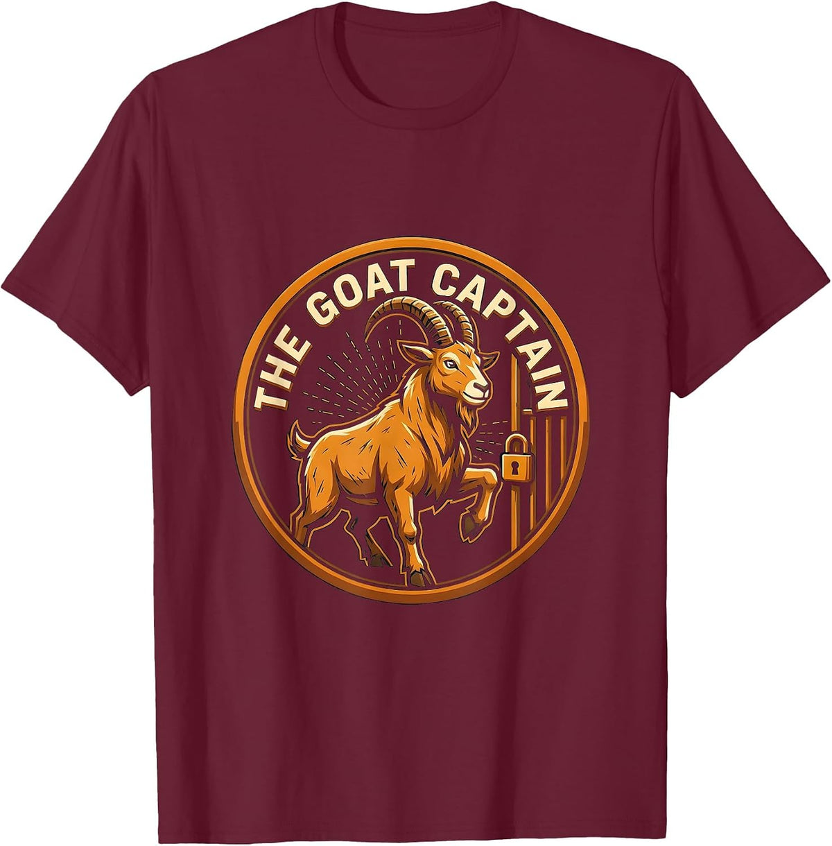 Men's The Goat Captain Funny Goat Owner Farmer Rancher Humor T-Shirt - Burgundy