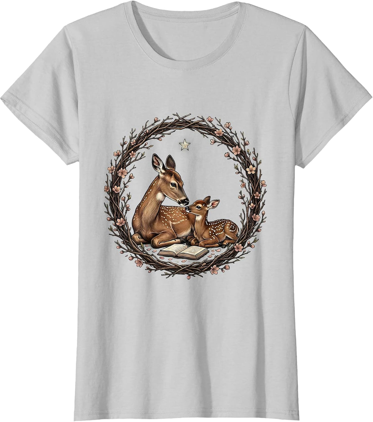 Mimi Reading Book to Grandchild Illustration T-Shirt - Silver Grey