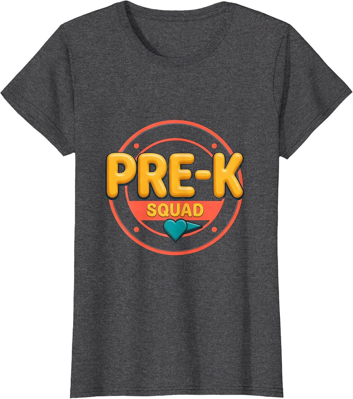 Women's Pre-K Squad Playful Preschool Teacher Back To School Crew T-Shirt - Dark Heather Grey