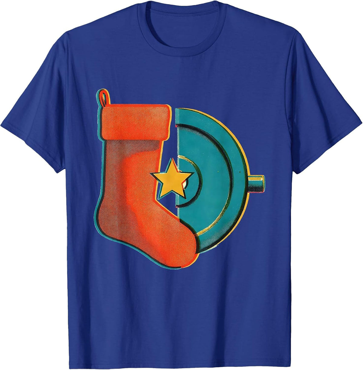 Christmas Stocking Weight Plate Gym Workout Humor T-Shirt - Royal Blue