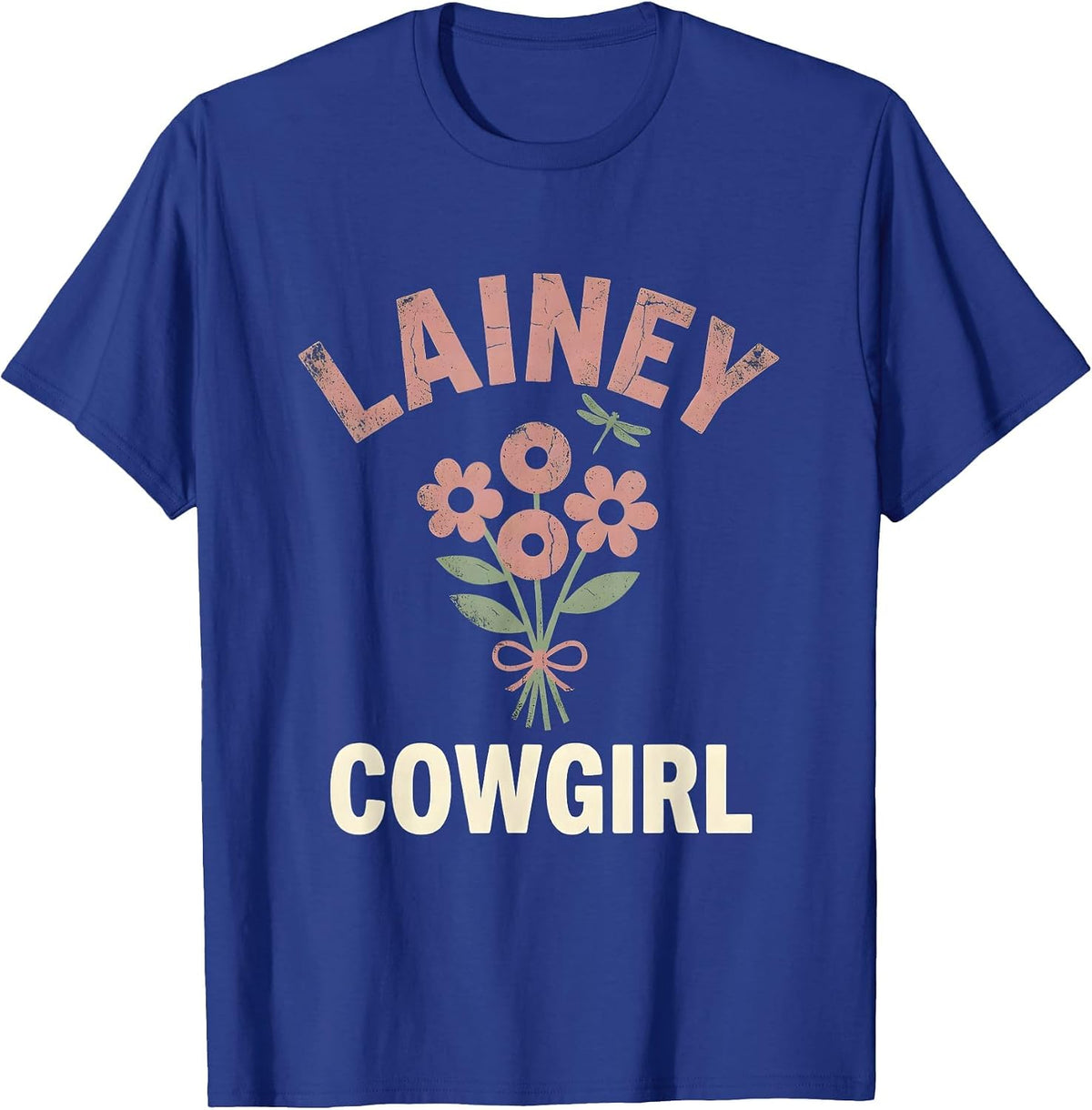 Lainey Cowgirl Floral Boho Western Name Gift for Girls T-Shirt - Royal Blue