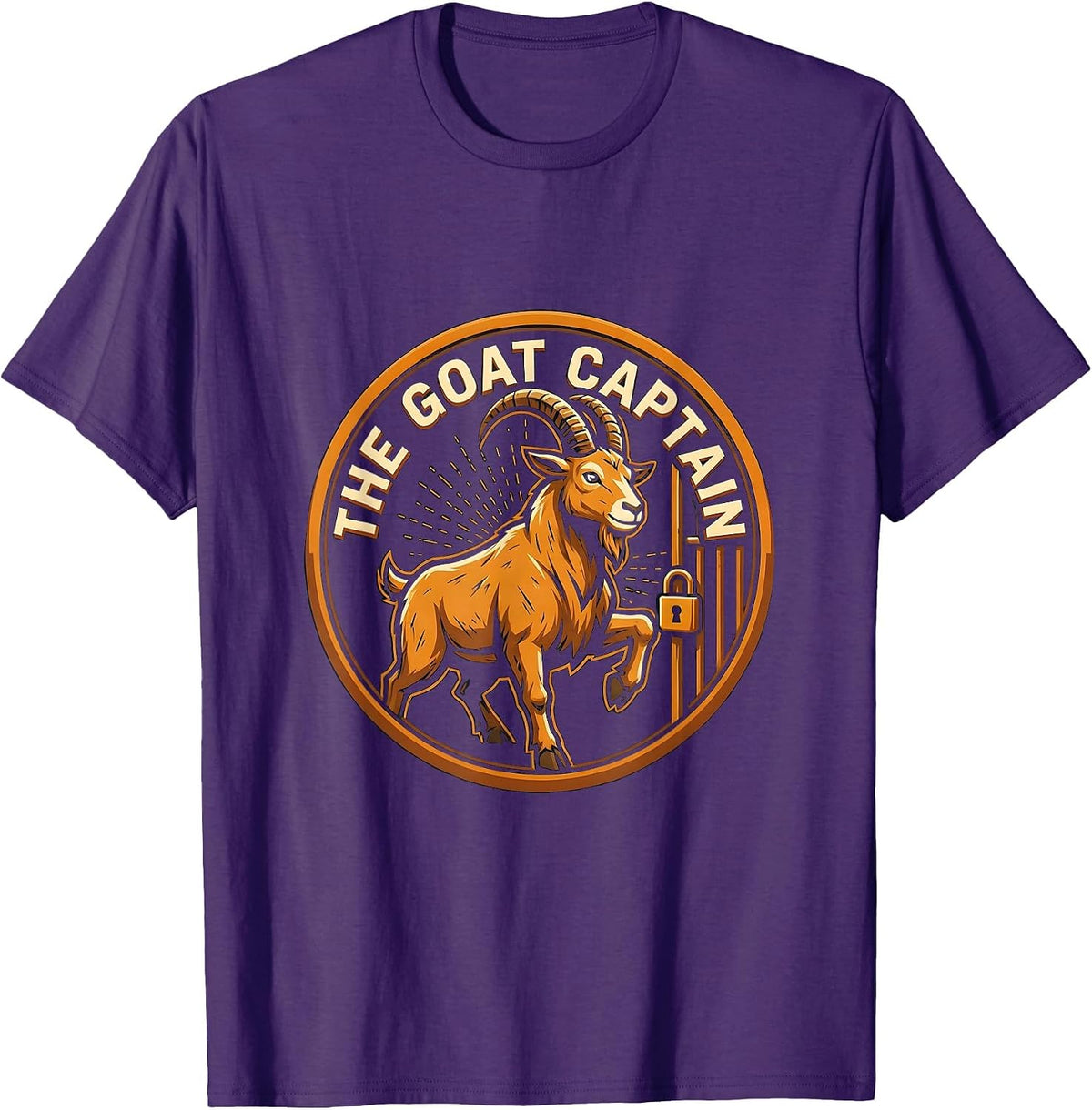 Men's The Goat Captain Funny Goat Owner Farmer Rancher Humor T-Shirt - Purple
