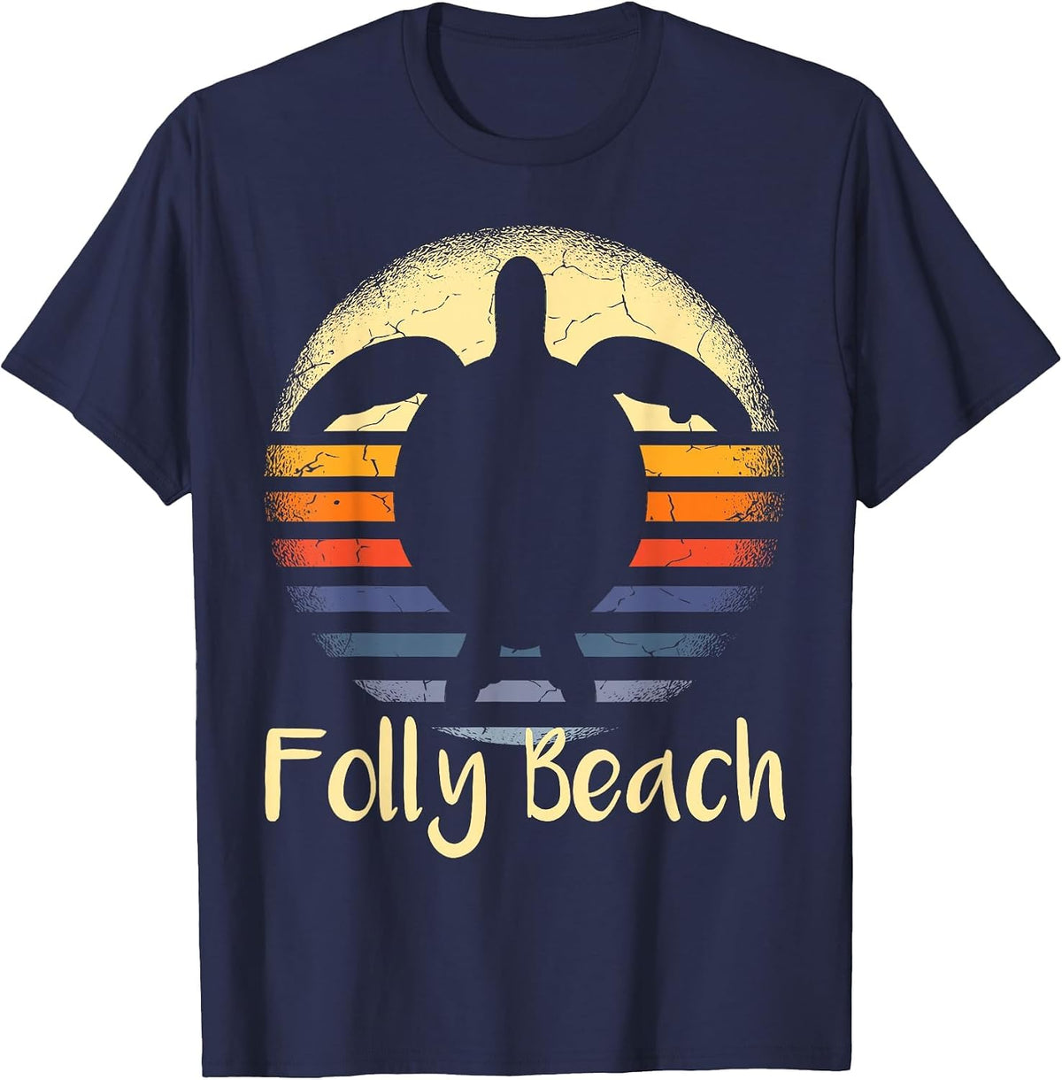 Folly Beach South Carolina SC Loggerhead Sea Turtle Lover T-Shirt - Navy Blue