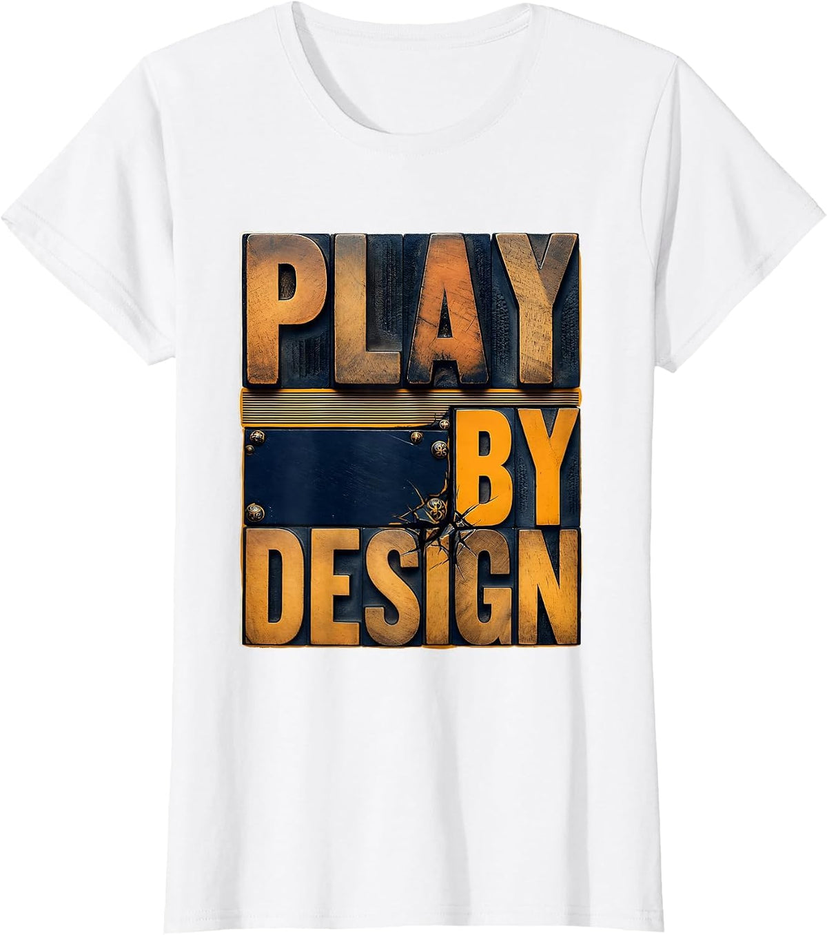 Women's Play By Design Wood Type Letterpress Preschool Teacher Back T-Shirt - White