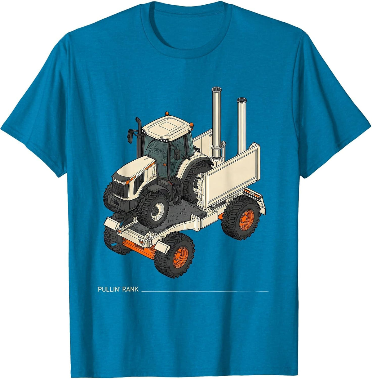 Pullin Rank Exploded Semi Trucker Pickup Truck Owner Humor T-Shirt - Sapphire Blue