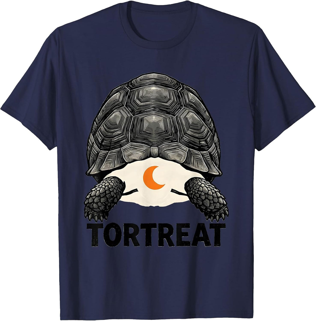 Men's Tortreat Linocut Halloween Turtle Ghost Costume T-Shirt - Navy Blue