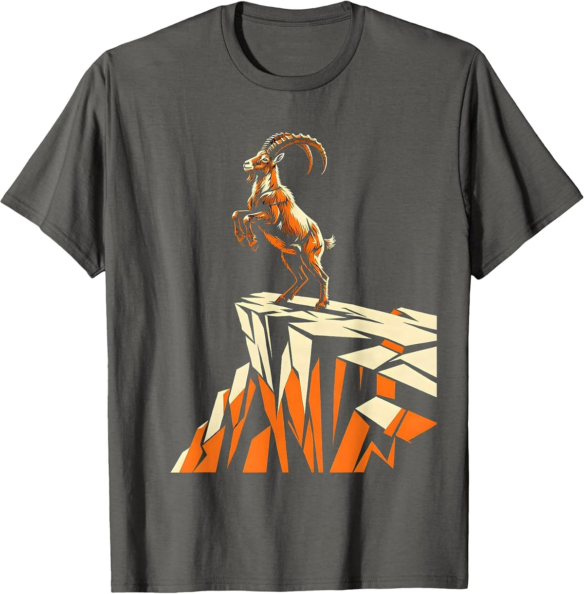 Mountain Goat Sheer Cliff Freedom Graphic T-Shirt - Asphalt Grey