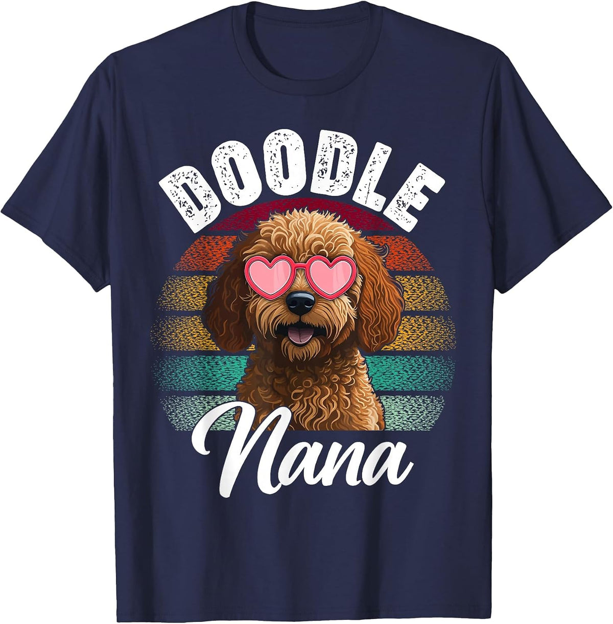 Retro Doodle Nana Goldendoodle Dog Lover Mothers Day Women T-Shirt - Navy Blue