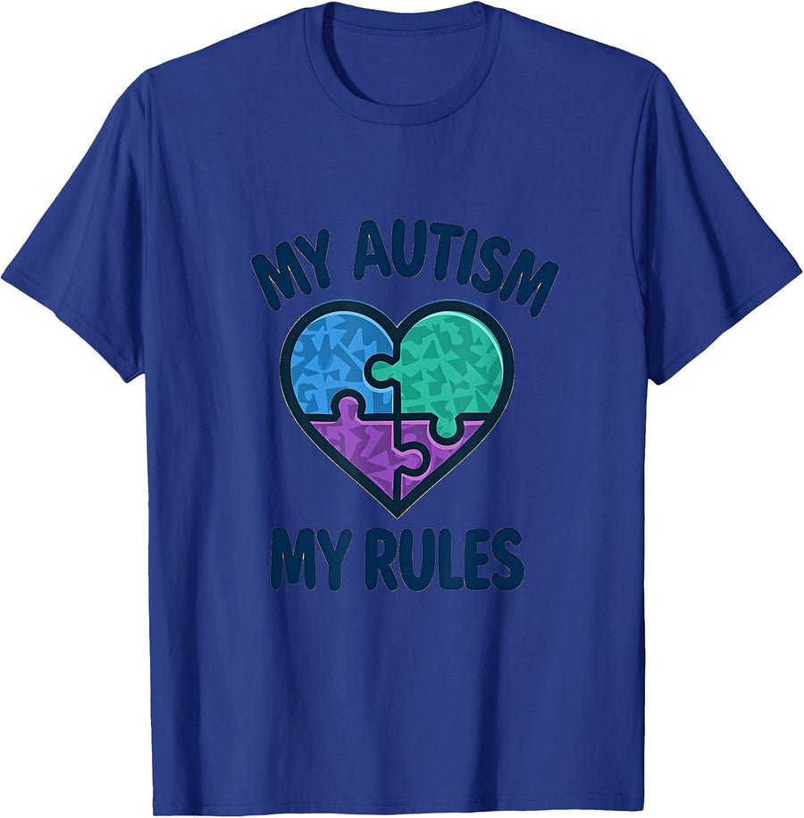 My Autism My Rules Proud Autism Awareness Design T-Shirt - Royal Blue
