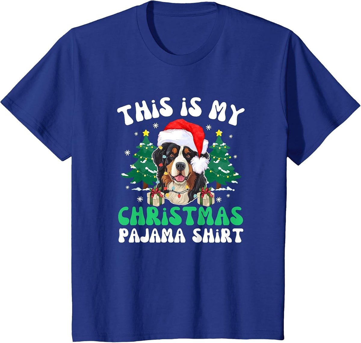 Bernedoodle Dog Lovers Tee, This is My Christmas Pajama T-Shirt - Royal Blue