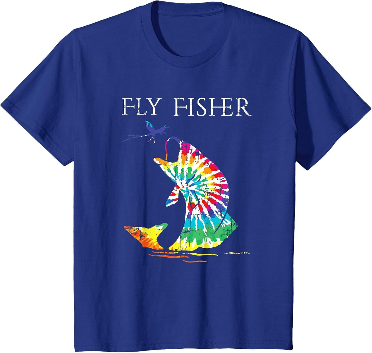 Fly Fishing Trout Bass Tie Dye Fisher T Shirt T-Shirt - Royal Blue