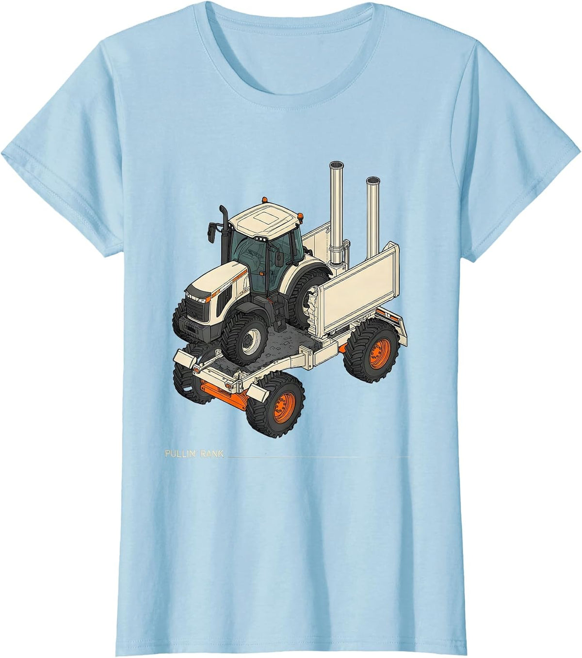 Pullin Rank Exploded Semi Trucker Pickup Truck Owner Humor T-Shirt - Baby Blue