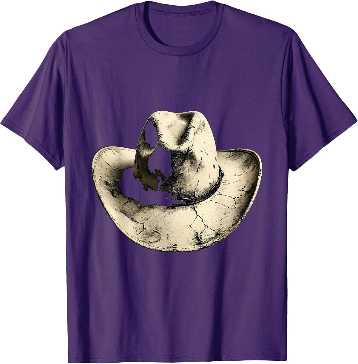 Cowboy Hat Sunflower Field Boho Western Graphic T-Shirt - Purple