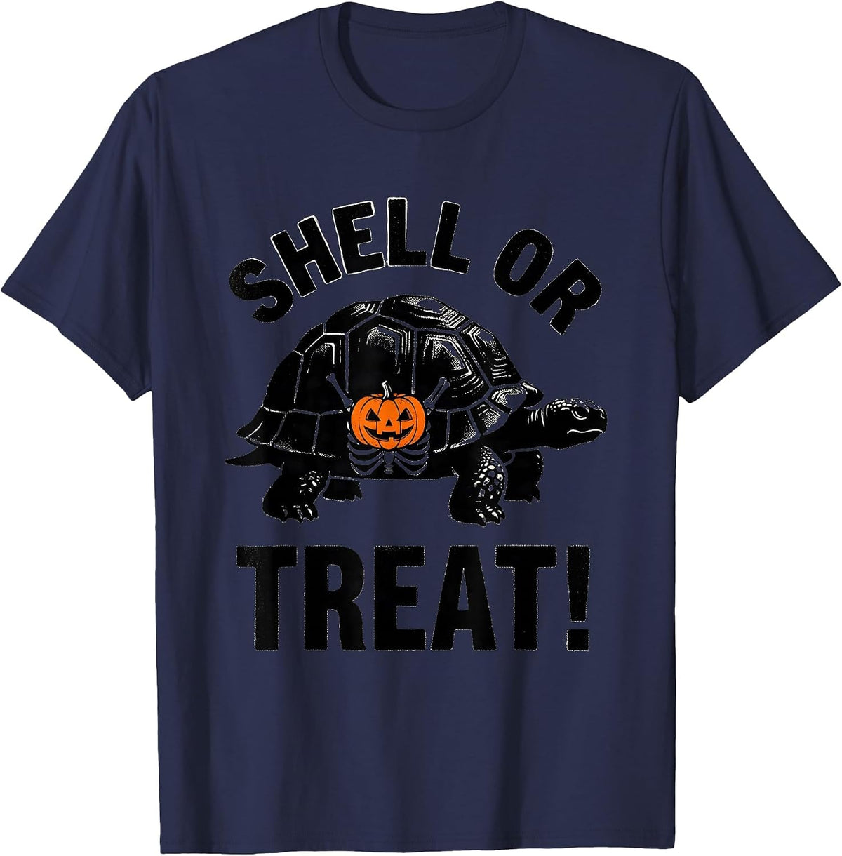 Men's Shell or Treat! Funny Halloween Turtle Costume Kids Family T-Shirt - Navy Blue