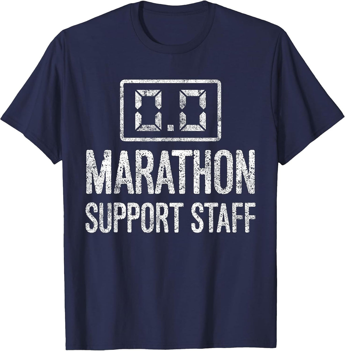 0.0 Marathon Support Crew Running Marathon Runner T-Shirt - Navy Blue