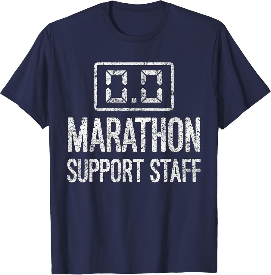 0.0 Marathon Support Crew Running Marathon Runner T-Shirt - Navy Blue