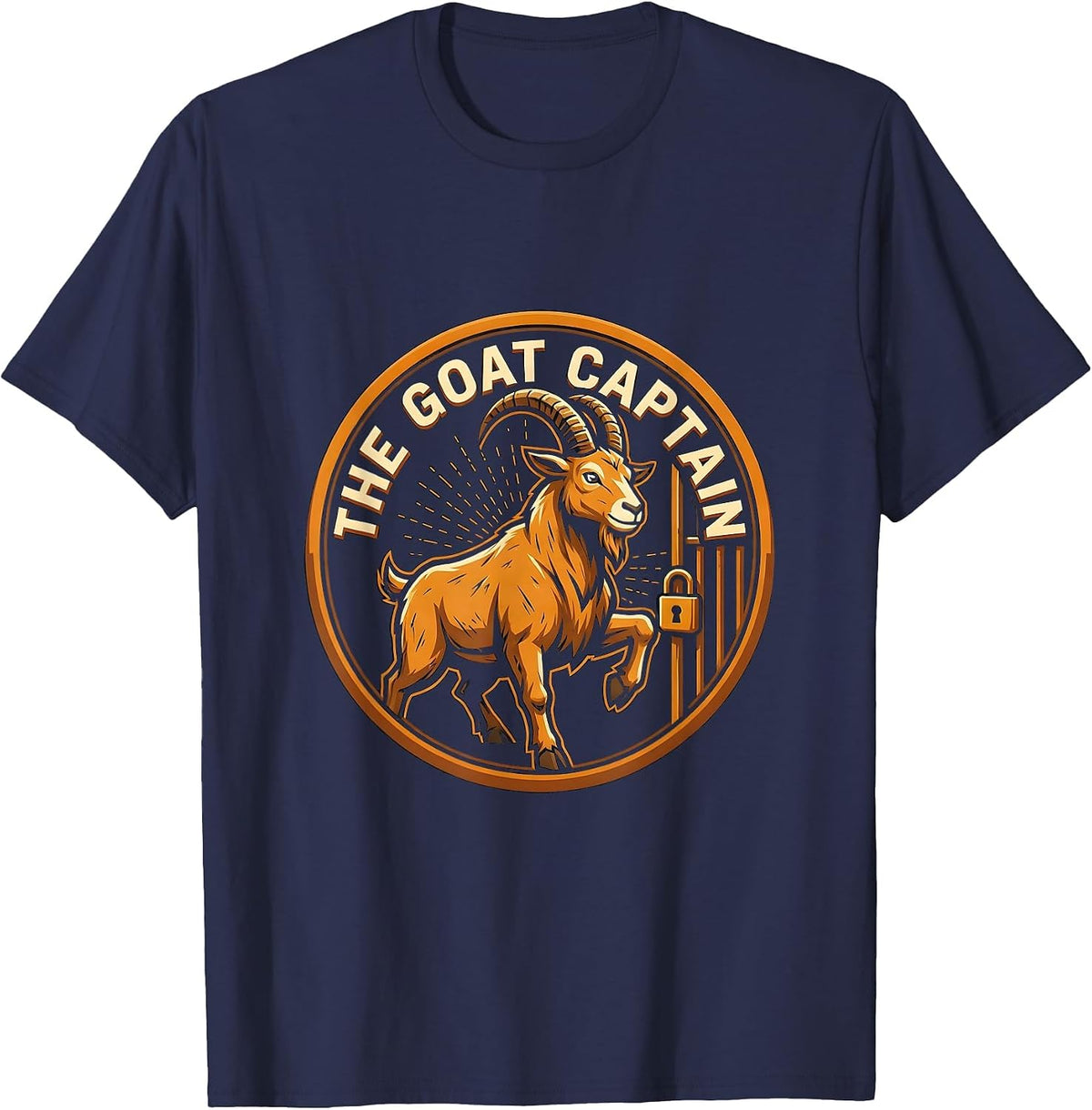 Men's The Goat Captain Funny Goat Owner Farmer Rancher Humor T-Shirt - Navy Blue