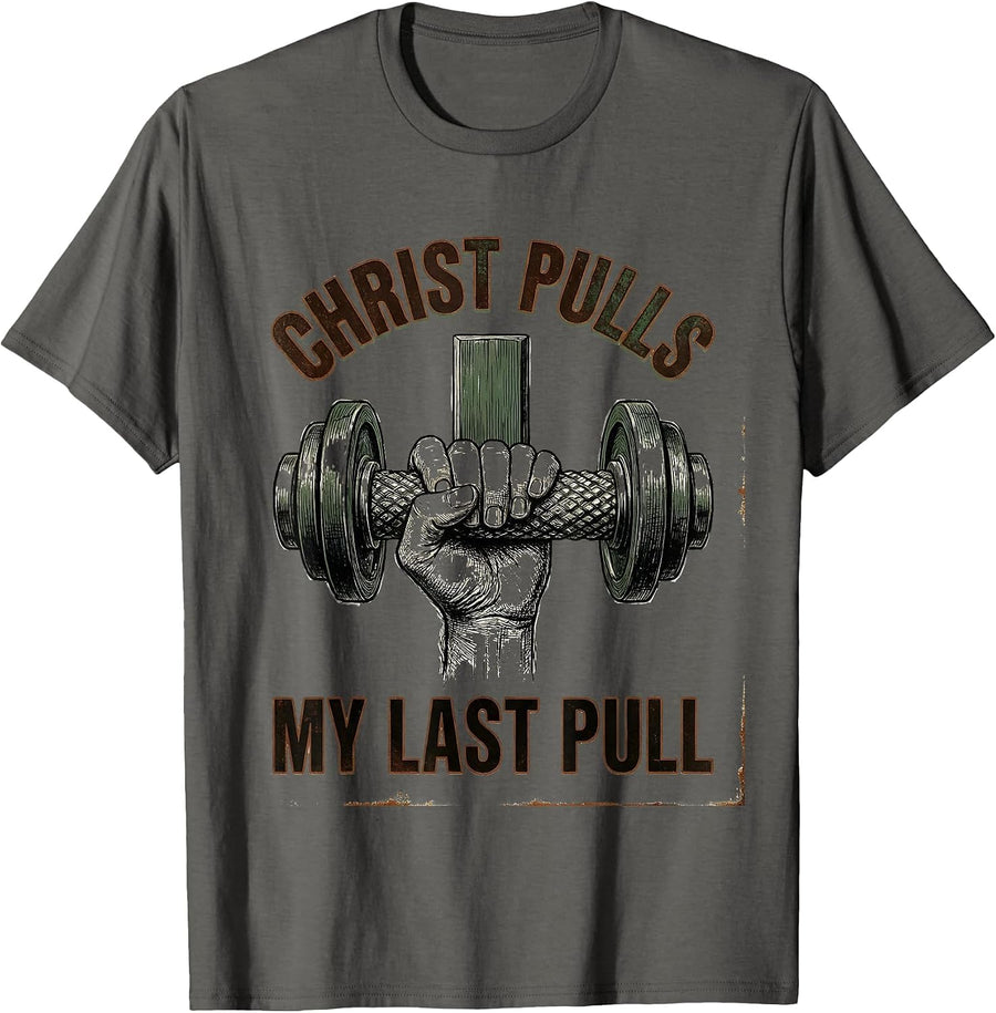 Christ Pulls My Last Pull Vintage Christian Gym Lift Heavy T-Shirt - Asphalt Grey